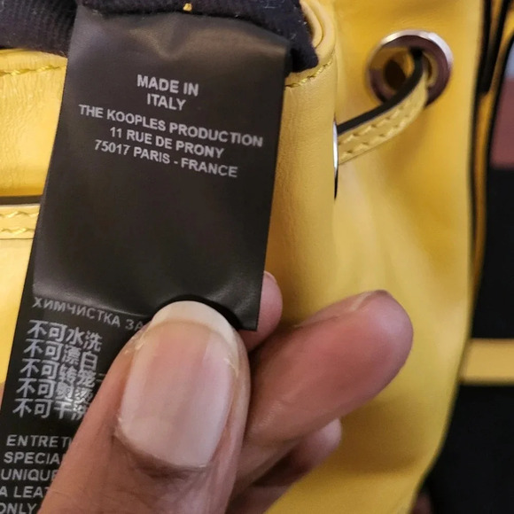 The Kooples Small Tina Leather Yellow Bucket Crossbody Handbag - Picture 14 of 14